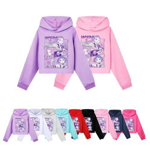 Unisex Kids Fashion Loose Fit Cartoon Anime Demon Hunter Pullover Style Graphic Solid Color Hoodie2