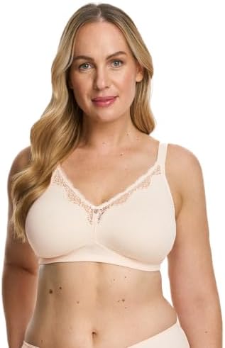 Susa Women's Wire Free Minimizer Bra - Seamless Soft Cup Bra With Lace (London 8014, Soft Peach) - View #9