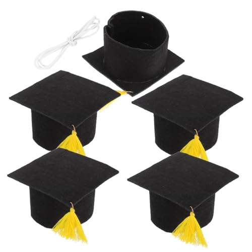 VILLFUL 5 Birretes De Graduación De Fieltro Con Decoración De Mini Birrete Birrete Con Borlas Accesorio De Graduación Disfraz De Graduación Birrete De Graduación En Negro