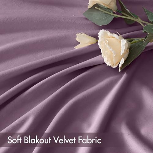 Image of MIULEE Lavender Blackout Velvet Curtains Drapes 108 Inch Long 52 inchx108 inch | Luxurious Bedroom Living Room Decor, Room Darkening, Thermal Insulated, Rod Pocket Design, Super Soft Fabric, Extra Long