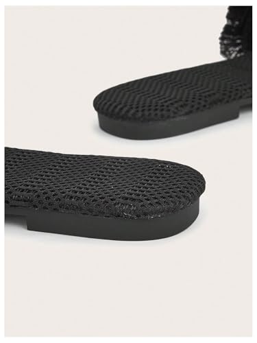 Image of OYOANGLE Women's Fringe Straw Sandals Crochet Open Toe Single Band Flat Slip On Sandals