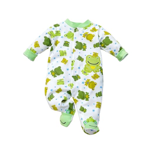 Image of Jomixa Baby Boys Girls Romper Long Sleeve Infant Jumpsuit Pure Cotton Footed New Born Clothes