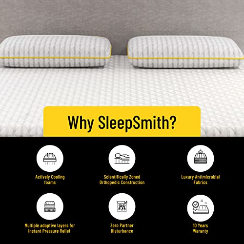 Image of SleepSmith Orthopedic Single Size Mattress - 75x35x6 Inches | 3-Zone Memory Foam with Graphite Infused Cloud Foam | Medium Firm Feel for Back Support | Premium Mattress, 10-Year Warranty & 400 GSM