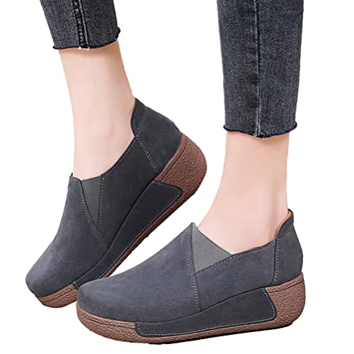 Onsoyours Zapatos Mecedores para Mujer Slip On Zapatos de Balancín con Plataforma para Caminar Informales para el Tiempo Libre Elegantes Sneakers A Gris Oscuro 38