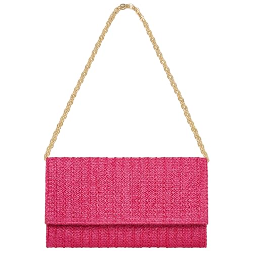 Kseymeir Bolso de mano de paja para hombro, bolso cruzado de rafia, bolso de mano para verano, playa, viajes, moda 2024, Rosa Kseymeir Bolso de mano de paja para hombro, bolso cruzado de rafia, bolso de mano para verano, playa, viajes, moda 2024, Rosa