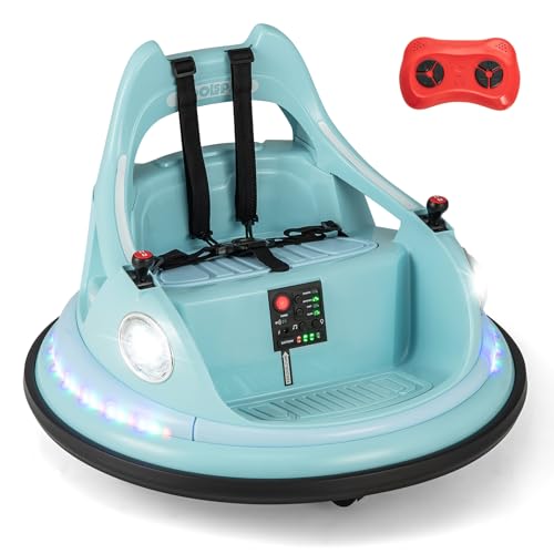 GOPLUS Auto Tamponneuse Electrique Enfants, Voiture Électrique Enfants 12V Télécommandé&Double Joysticks, Rotation à 360° avec 5 Effets Lumineux,2,5/5...