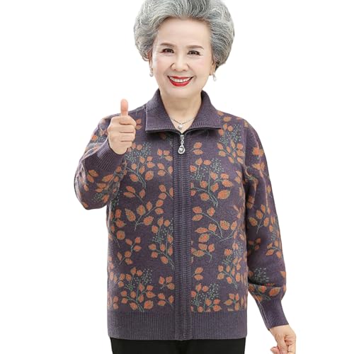 Suéter de primavera y otoño para mujer mayor abrigo grueso de punto térmico