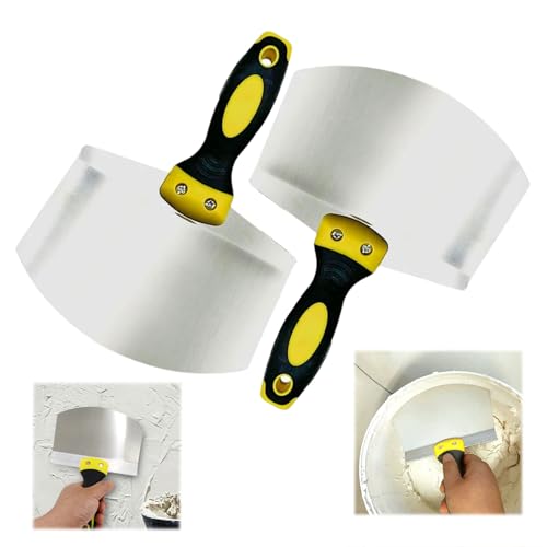 HJYDGJ Lot de 2 spatules de peintre en acier inoxydable, lot de spatules avec poignée en plastique, outil de grattoir large de 6,9 pouces, outil de remplissage, cloisons sèches, plâtre, projets