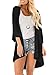 Women 3/4 Sleeve Kimono Cover Up Sheer Chiffon Blouse Loose Long Cardigan Black X-Large