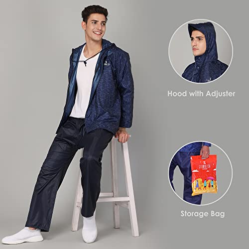 Image of THE CLOWNFISH Men's Standard Lenth Waterproof Polyester Double Coating Reversible Raincoat With Hood And Reflector Logo At Back
