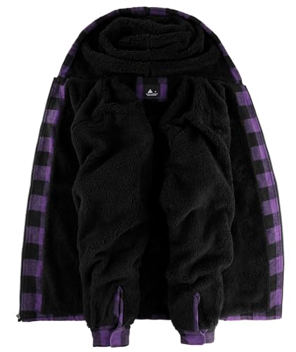 Image of SCODI Men's Flannel Jacket Sherpa Lined Plaid Fleece Hoodies Zip Up Coat
