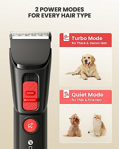 DOG CARE Dog Clippers for Grooming, Cordless Rechargeable Low Noise Dog Shears with 2 Speeds, Fine Tuning Blades, Professional Heavy Duty Dog Grooming Clippers, Pet Hair Clippers for Dogs Cats DOG CARE Dog Clippers for Grooming, Cordless Rechargeable Low Noise Dog Shears with 2 Speeds, Fine Tuning Blades, Professional Heavy Duty Dog Grooming Clippers, Pet Hair Clippers for Dogs Cats