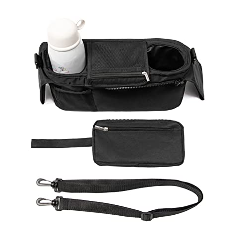 Ruiqas Organizador universal para cochecito de bebé con portavasos aislado, bolsa desmontable con cremallera, correa de hombro para todos los cochecitos de bebé