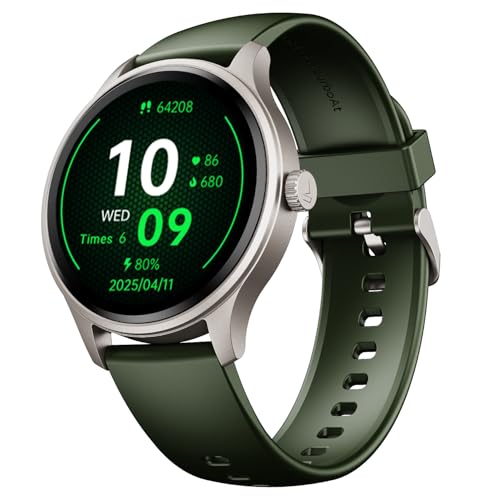 Boat Lunar Discovery Neo, 1.39" (3.5 cm) Round HD Display, Premium Metallic Finish, Animated Watchfaces, 100+ Sports Mode, Bluetooth Calling, Smart Watch for Men & Women (Olive Gold)