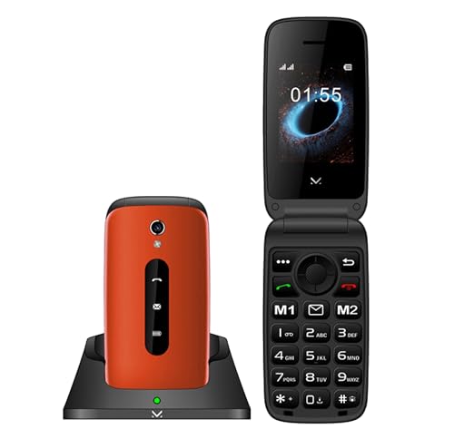 Majestic SILENO 42 FLIP SM - Teléfono Senior Phone Display 2.4', Dual SIM, Audio Inalámbrico, Cámara, Flip Activo, Botón SOS, Base de Carga, Salmón