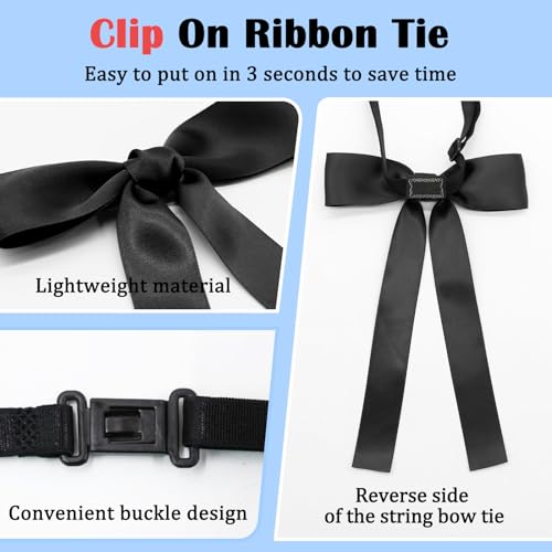 Image of Luckyvestir Western Bow Ties for Men Women, Black /Red Colonel Satin Ribbon String Bow Tie for Costume Uniform