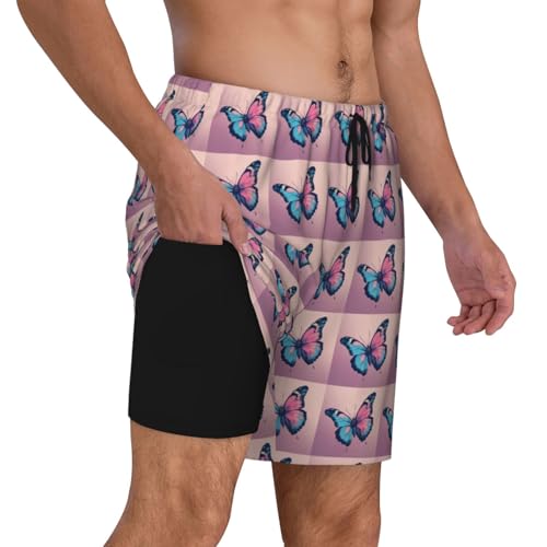 Colorful Butterfly Print Men Stylish Functionality Swim Trunks Breathable Beach Shorts Surfing Gym Fishing3