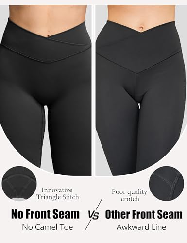 Olmlmt Flare Leggings for Women Butt Lifting - Crossover High Waisted Buttery Soft Gym Workout Yoga Pants