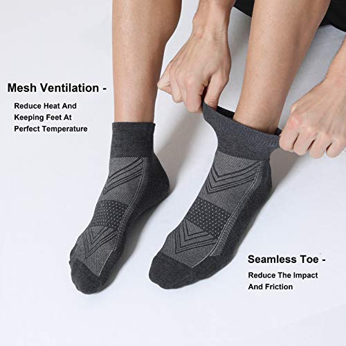 Celersport 6 Pack Men's Ankle Socks With Cushion, Sport Athletic Running Socks, Dark Gray, X-Large #TOP3