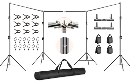 FUDESY Backdrop Stand Heavy Duty, 10x30ft Adjustable Photo Backdrop Stand