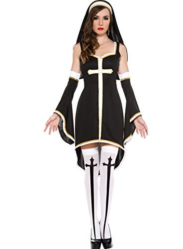 MUSIC LEGS Women's Sinfully Hot Nun, Black/White, X-Large
