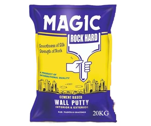 Image of Magic Rock Premium Wall Putty Powder Smooth Finish Interior & Exterior Walls Painting | Holes | Clay Art | Crack repair Filler | Art & Craft (20 KG Bag)