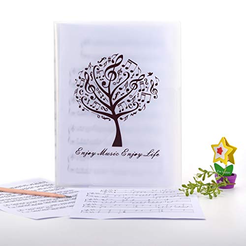 Sheet Music Piano Score Folder - A4 Size 40 Pockets Band Chorus Dedicated Storage Protector[White Tree]