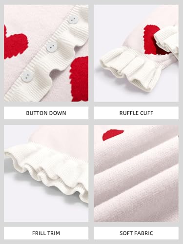 Image of Saodimallsu Womens Ruffle Cardigan Sweaters Button Up Crew Neck Long Sleeve Cropped Sweater Cute Soft Knit Tops