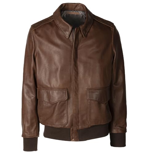 A2 Aviator Flying Tiger WWII Flight Aviator Bomber Jacket in Real Leather for Men B3 Bomber leather jacket (US, Alpha, Large, Regular, Regular, Coffe Brown)