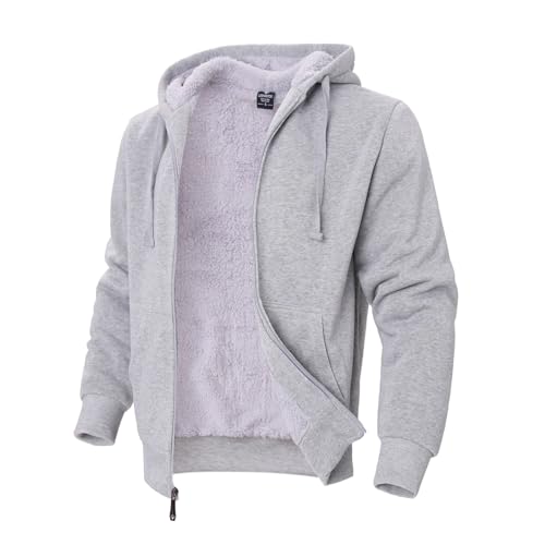 Image of LeeHanTon Sherpa Lined Hoodies for Men Heavyweight Full Zip Up Sweatshirt Thick Fleece Winter Warm Work Jackets Plus Size