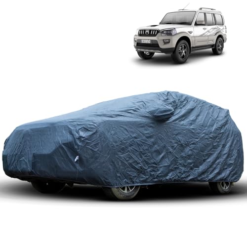 Image of Dust Resistant Car Body Cover for Compatible Mahindra Scorpio n 2022 | All Weather Protection Car Cover | Triple Stitched Fully Elastic Ultra Surface Body Protection |