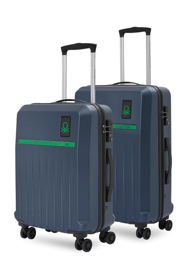 united colors of benetton Cobalt Unisex Set of 2 Polyester Hard Luggage - Navy, Cabin+Mid Trolley Bag with 8 Wheel-picture-11