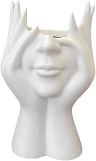 Decorative Face Planter, White Plastic Head Vase, Modern Art Flower Pot（Plastic）