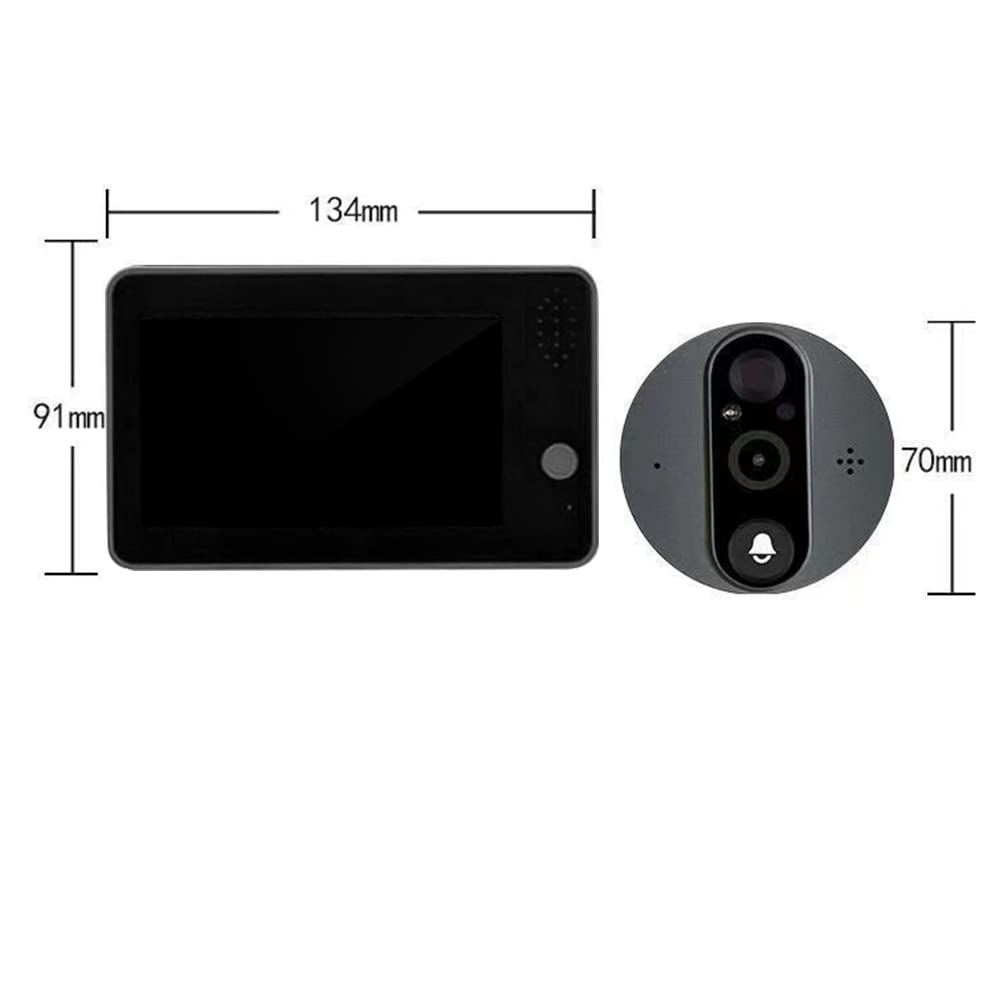 Tuya Smart WiFi deurbel Camera 720 P video kijkgaatje for deur 4.3 lcd- scherm 24 H PIR Bewegingsdetectie Draadloze deurbel (Color : Doorbell 64GB