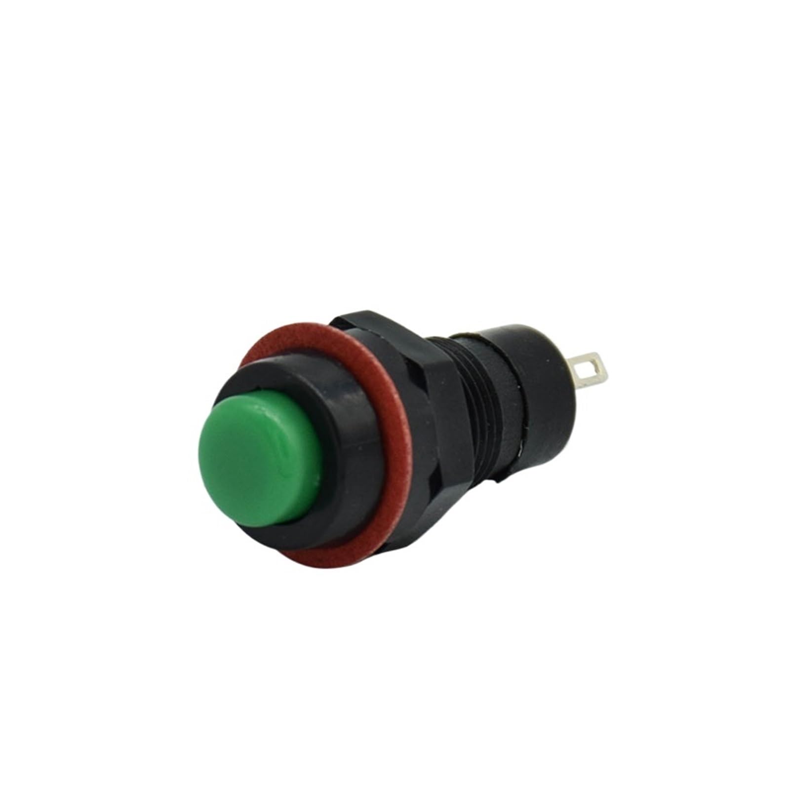 Interruptor momentáneo redondo verde de 10mm con sistema self-locking de 5 piezas 3
