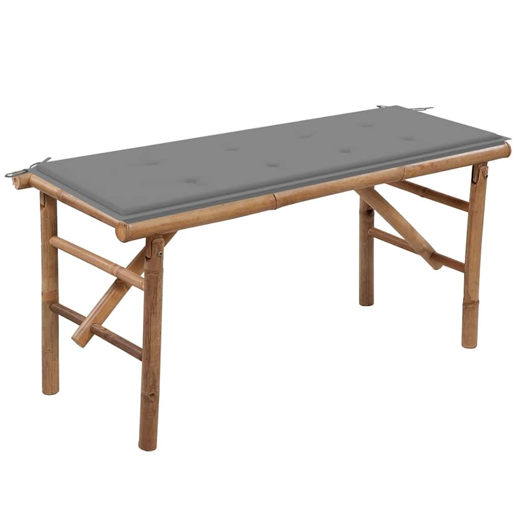 Banco de jardín plegable de bambú de 118 cm con cojín incluido para jardín, terraza y porche