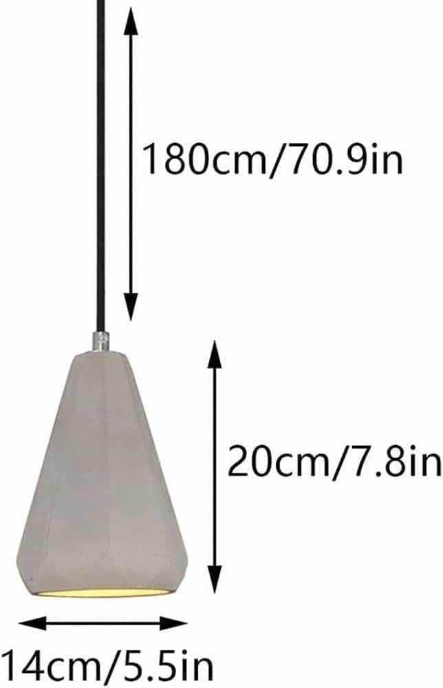 Lampadario Moderno Vintage a Forma di Cono, Lampada a Sospensione E27 a Testa Singola, Grigio Cemento, Lampada a Sospensione Industriale, apparecchio a soffitto, per Ristorante, ba
