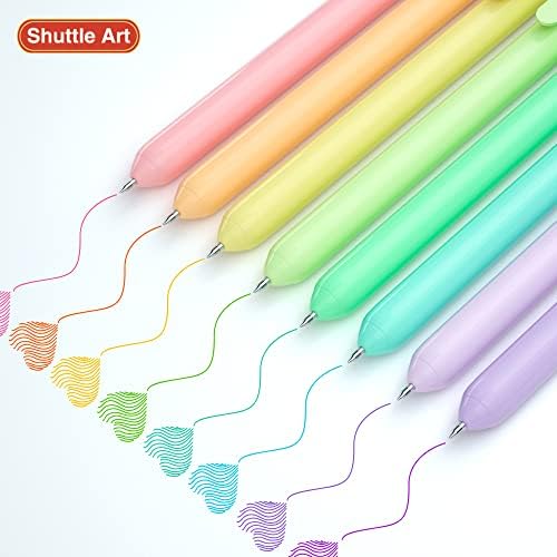 Retractable Coloured Gel Pens, 0.5mm 8 Colours Gel Ink Pens, Fine Point Quick Drying Cute Pens for Writing, Drawing, Journaling, Notes-Taking, School Office Supplies by Shuttle Art