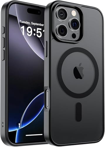 Image of iPhone 16 pro Max Magsafe Hard Back Case | Matte Design & 360 Protection | Military-Grade Apple iPhone 16 pro Max Cover | Strong Magnet Back - Black