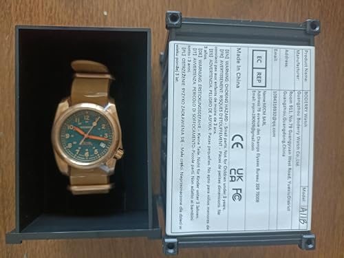 Image of BODERRY Men's Watch Bronze Automatic Field Watch 40mm Military Watch Date Function 100M Waterproof with Genuine Leather Strap Japanese Mechanical Movement & Screw Down Crown-Voyager