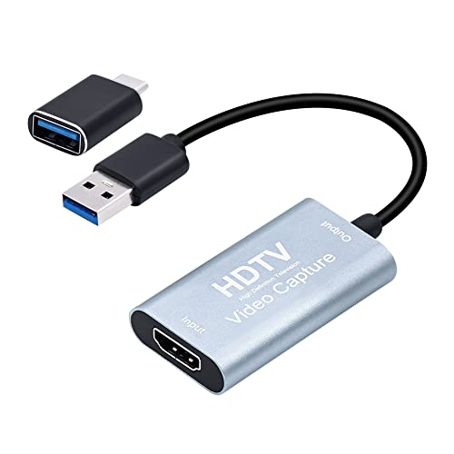 Mcbazel 4K HDMI Capture Card USB C, Video Capture Device for Live Streaming/Gaming/Recording, 1080p 60fps USB 3.0 HDMI to USB C Capture Card with Adapter, Compatible with OBS/PS5/Switch/PC/Mac