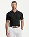 JMIERR Mens Polo Shirt Short Sleeve V-Neck Casual Fashion Vintage Shirts Button Down Knit Golf Gift, L, Black