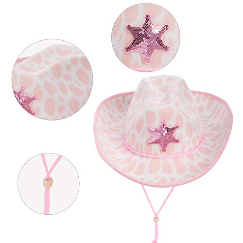 image for Spooktacular Creations Children's Pink Cow Print Felt Cowboy Hat 2 Pac