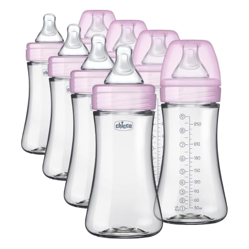 Chicco Duo Hybrid Baby Bottles, Glass Inside &amp; Plastic Outside, 9 oz 1 Count (Pack of 8)