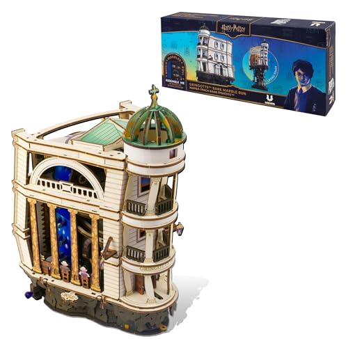 UGEARS Harry Potter Gringotts Bank Marble Run 3D Puzzle - 3D Wooden Puzzles for Adults Mechanical Model Kit DIY Building Hobby Craft Kit Brain Teaser Puzzle Wooden Models for Adults to Build
