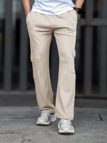 Image of Maniac Mens Solid Baggy Fit Cargo for Men - Streetwear Cargo Pant