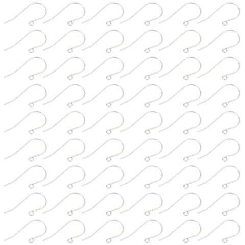 UNICRAFTALE 100 Stück Ohrring Haken 304 Edelstahl Ohrhaken 0.7 mm DIY Ohrring Set Silbertöne Ohrringzubehör Hypoallergene Ohrringhaken Ohrringteile Schmuckherstellung 27.5x13x0.8 mm Cover