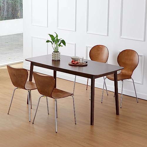 Image of Livinia Aslan 59 inch Malaysian Oak Rectangular Wooden Dining Table /Large Solid Wood Kitchen Desk (Walnut)