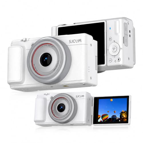 Image of SJCAM ZV200 5K 80MP Flip Screen Digital Camera | 16X Digital Zoom, Sony Sensor with 6-Axis Gyro, 9 Preset Modes, 800 mAh Digital Point and Shoot Camera for Vlogging Beginners (White)