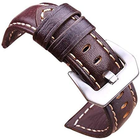 Bracelet de montre en cuir marron rétro véritable de qualité supérieure souple homme
